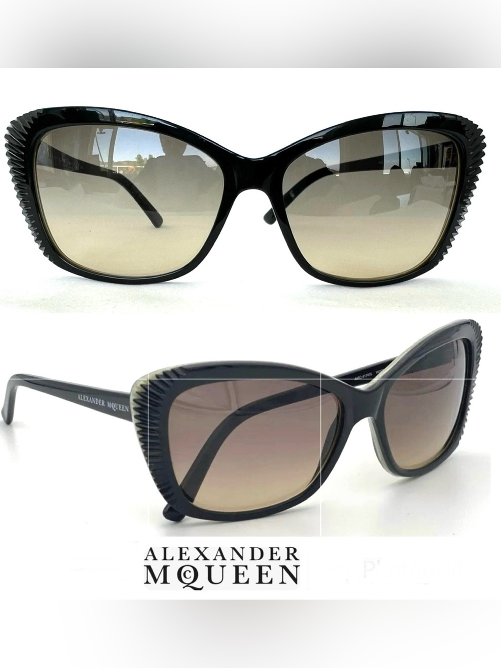 ALEXANDER MCQUEEN AMQ 4178/S Cat Eye
Brown Gradient Lense Black Frame Sunglasses